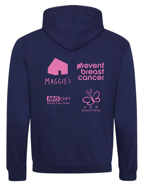 Abreast the M62 - Official Contrast Hoodie (Navy with Pink Hood) With Bubblegum Pink Logos - Available in Sizes S - 5XL